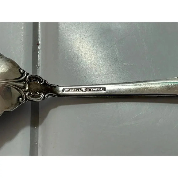 Wallace Sterling Silver Jelly Server Grande Baroque Intricate Vintage Jam Spoon - Picture 6 of 8
